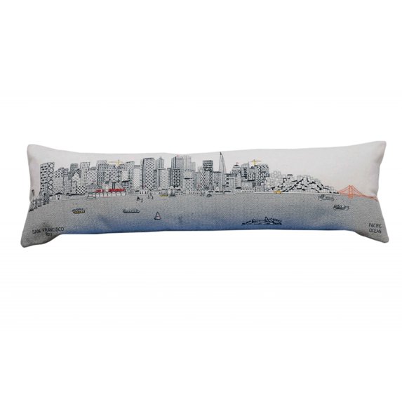 45" White San Francisco Daylight Skyline Lumbar Decorative Pillow