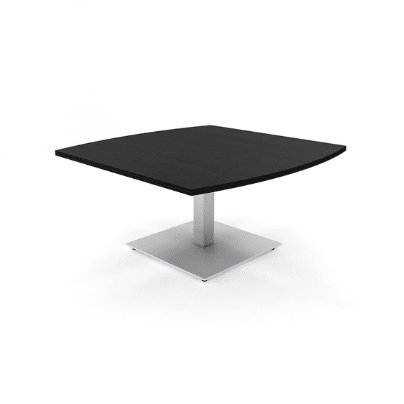 45" Wide Boat Shaped Coffee Table For Office Square Metal Base