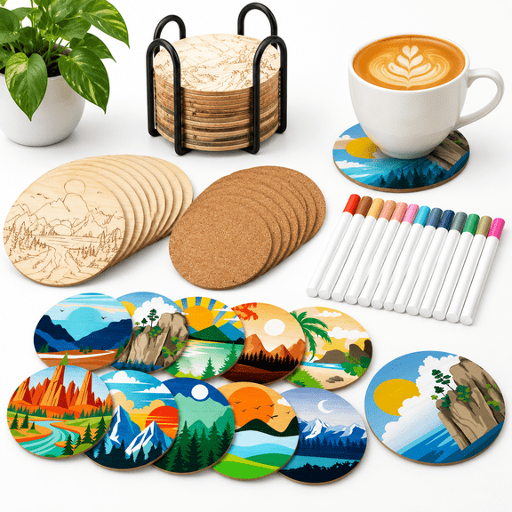 45 Wooden Coasterting Kit 10 Landscape Wood Coasters