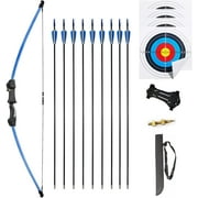 45" Youth Bow and Arrows Set for Kids 8-12 Teens Recurve Archery Beginner Gift Longbow Kit, Outdoor Hunting Play Gift Toys, 9 Arrows, 4 Target Face for Backyard Game Age 12-14 14-16
