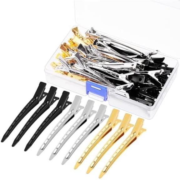 45 count Black 3.5 Inch Duck Billed Clips Kit, Metal Curl Hair Clips, Duckbill Long Hair Clips Ideal for Women Styling Sectioning, Hair Coloring and Salon