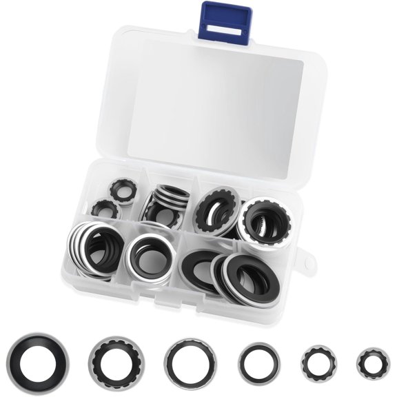 45 count Multi-Size AC Seal Kit,Sturdy AC O Ring Kit Provides Sealing Performance for Air Conditioning Compressor,Metal & Rubber ACS Gasket Kits with Storage Box