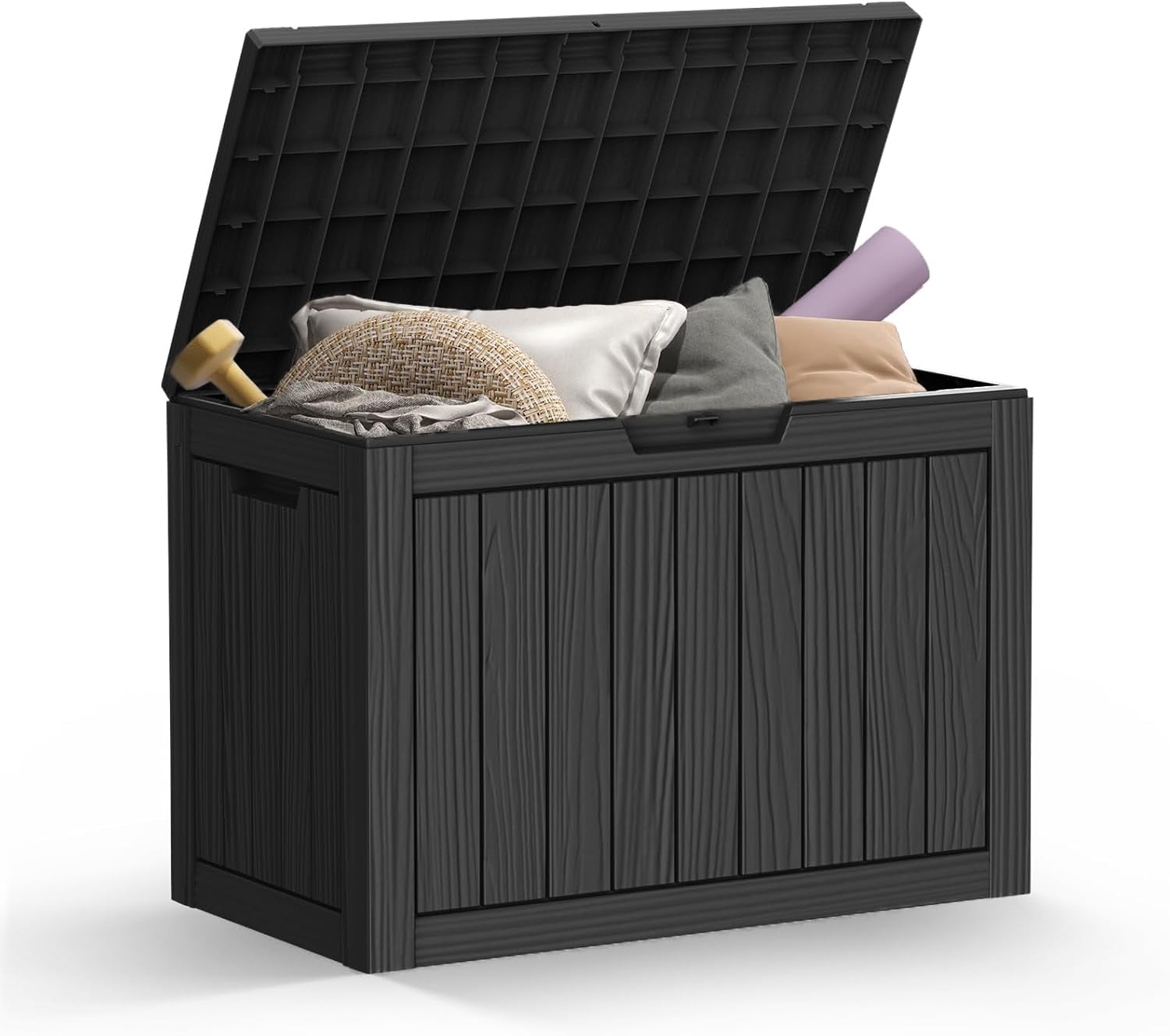 35 Gallon Outside Deck Box Waterproof Storage Box for Cushion Toy Pillows Small Delivery Boxes Suitable for Outdoor Garden Black