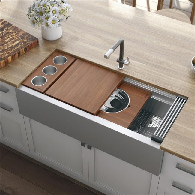 45-Inch Stainless Steel Apron-Front Workstation Kitchen Sink with Accessories