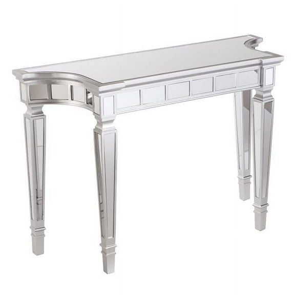 45 in. Mirrored Glass Free Form Console Table, Silver