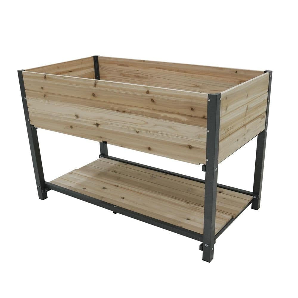 45 in W x 23 in D x 29 in H Natural Wood Raised Garden Bed Growing Beds ...