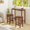 thumbnail image 1 of 45 inch Bar Table and Chairs Set, Acacia Wood Pub Table with 2 Stools, Rectangular Counter Height Table Set for Dining Room, Kitchen, Living Room, Teak Brown, 1 of 8