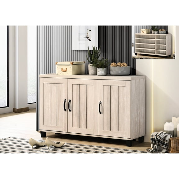 45 - inch Gray 3 - Door Shoe Arrangement Cabinet | Keep Shoes in Order in Living Rooms | Sturdy Laminated Particle Board | Have Tip - over Protection