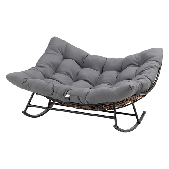 45-inch Wicker-Weave Metal Rocking Chair - Gray