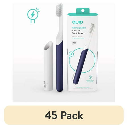 (45 pack) Quip Adult Electric Rechargeable Toothbrush Full Head, Midnight