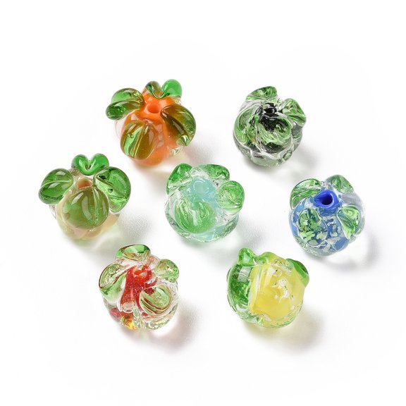 45 pc Handmade Lampwork Fruit Beads Luminous Glow in the Dark Persimmon Mixed color 15x12x12mm Hole: 1.5~1.6mm