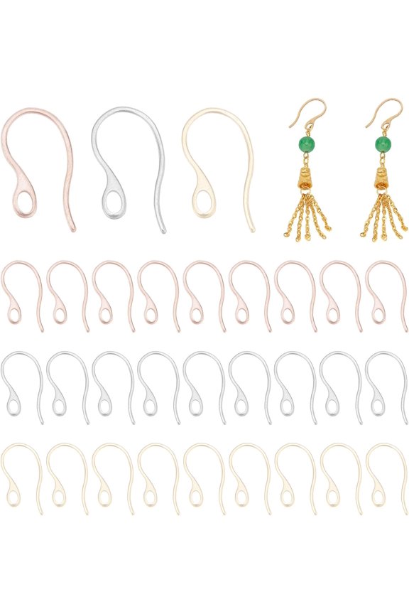 45 pcs 3 Colors 304 Stainless Steel Earring Hooks Ear Wire with Loop for DIY Earring Jewelry Craft Making for DIY