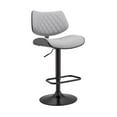 thumbnail image 1 of 45 x 19 x 20 in. Gray Faux Leather & Iron Swivel Adjustable Height Bar Chair, 1 of 1
