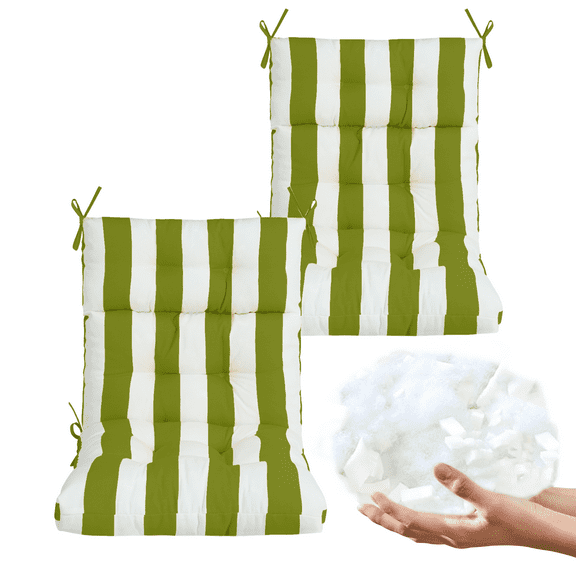 45" x 22 "Outdoor High Back Chair Cushion, Set of 2, Waterproof Adirondack Rocking Chair Cushions for Patio, Garden Porch(grass white）