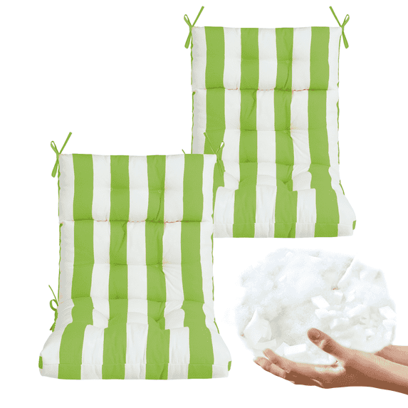 45" x 22 "Outdoor High Back Chair Cushion, Set of 2, Waterproof Adirondack Rocking Chair Cushions for Patio, Garden Porch(green white)
