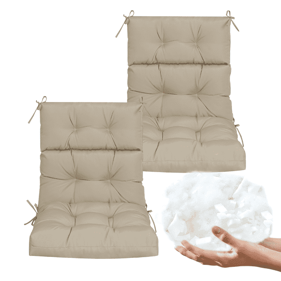 45" x 22 "Outdoor High Back Chair Cushion, Set of 2, Waterproof Adirondack Rocking Chair Cushions for Patio, Garden Porch(khaki)