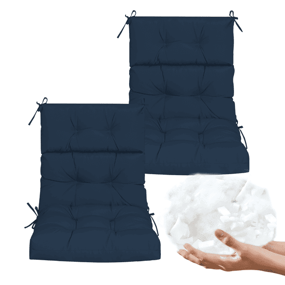 45" x 22 "Outdoor High Back Chair Cushion, Set of 2, Waterproof Adirondack Rocking Chair Cushions for Patio, Garden Porch(navy blue)