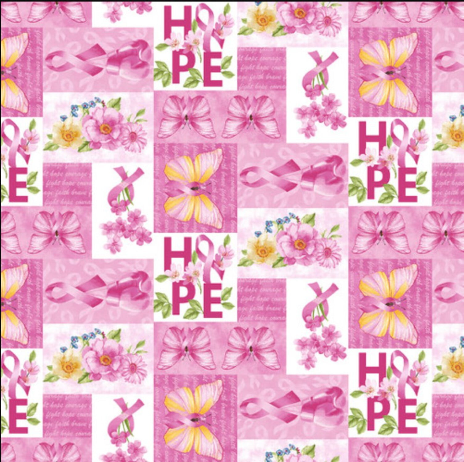 45 x 36 Breast Cancer Awareness Blocks Ribbons Pink Celebration 100% ...