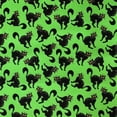 thumbnail image 1 of Halloween Creepy Black Cats on Green 100% Cotton Fabric, 1 of 4