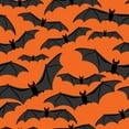 thumbnail image 1 of 45 x 36 Halloween Flying Bats on Orange 100% Cotton Fabric, 1 of 3