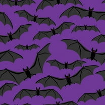 Halloween Flying Bats on Purple 100% Cotton Fabric