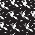 thumbnail image 1 of 45 x 36 Halloween Flying Witches with Cats and Bats on Black 100% Cotton Fabric, 1 of 1