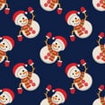 thumbnail image 1 of Christmas Waving Snowmen on Blue 100% Cotton, 1 of 2
