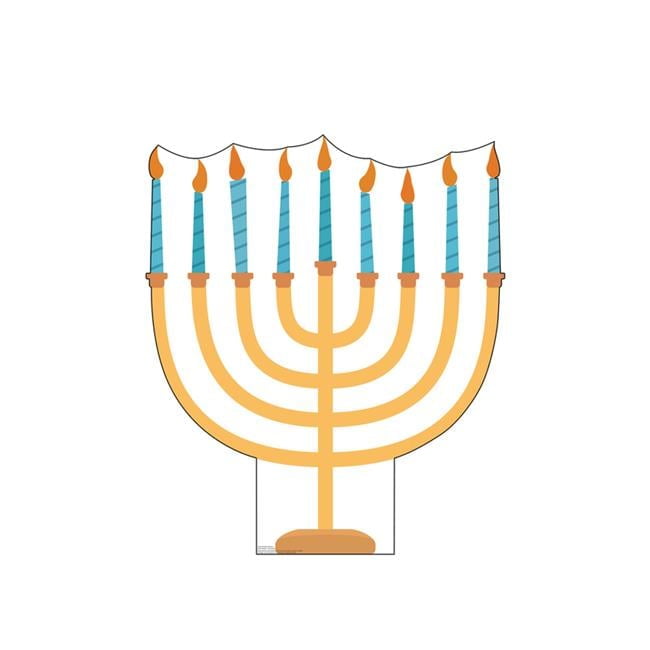 Hanukkah Menorah Cardboard Cutout with Blue Candles, 45 x 39 inches