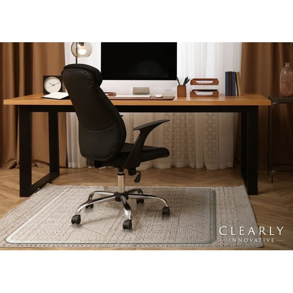45" x 53" Glass Chair Mat with Exclusive Beveled Edge by Clearly Innovative