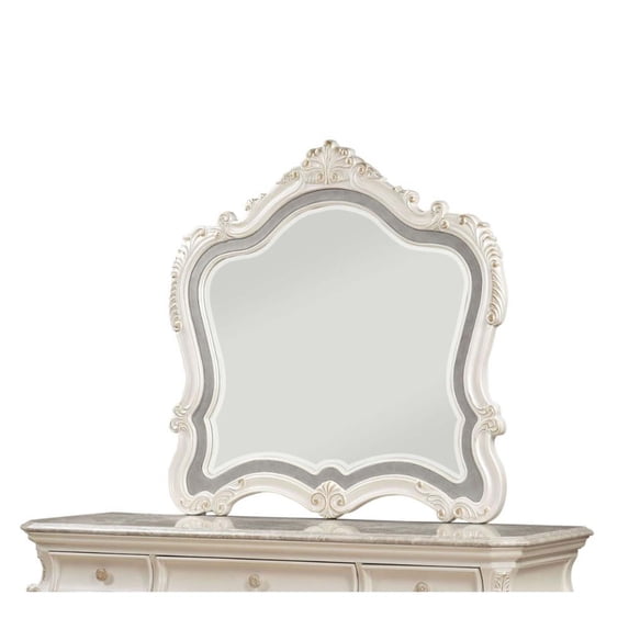 45"x45" Mirror, Pearl White Finish