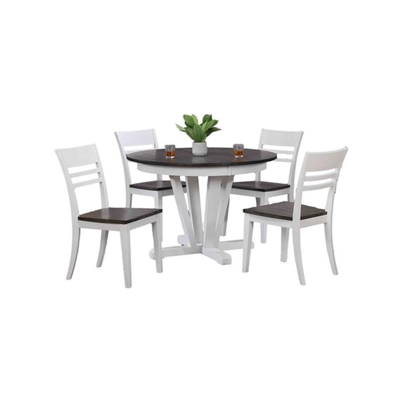 45"x45"x63" White & Grey 5-Piece Hudson Dining Set