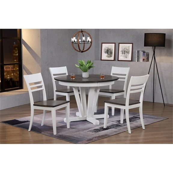 45"x45"x63" White & Grey 5-Piece Hudson Dining Set
