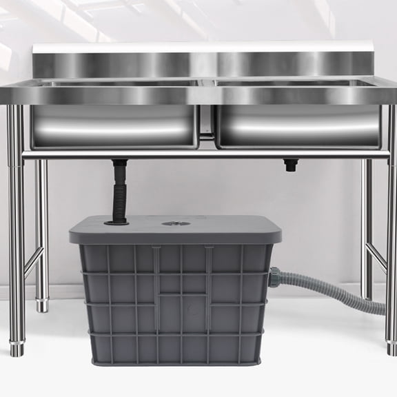 450350300mm Under Sink Grease Trap, Left Outlet Separator Catches Kitchen Grease For Home And Small Catering Sink Drainage