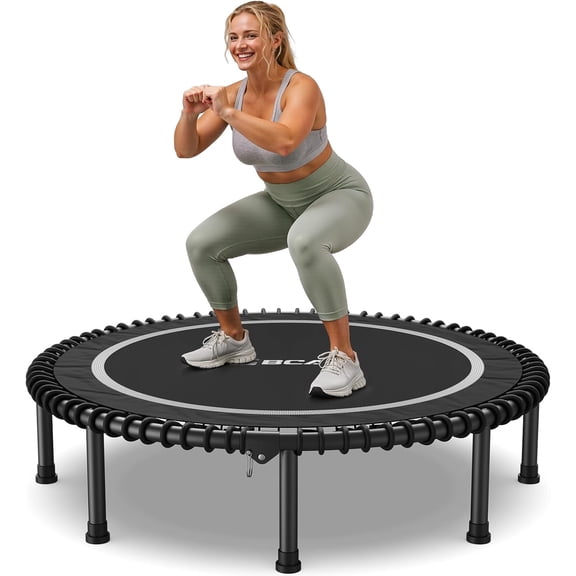 450/550LBS Mini Rebounder Trampoline for Adults, 40"/48" Foldable Fitness Trampoline with Bungees, Quiet & Stable Exercise Trampoline Indoor/Home/Garden (BT2, Without Handle)