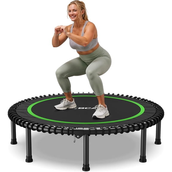 450/550LBS Mini Rebounder Trampoline for Adults, 40"/48" Foldable Fitness Trampoline with Bungees, Quiet & Stable Exercise Trampoline Indoor/Home/Garden (BT2, Without Handle)
