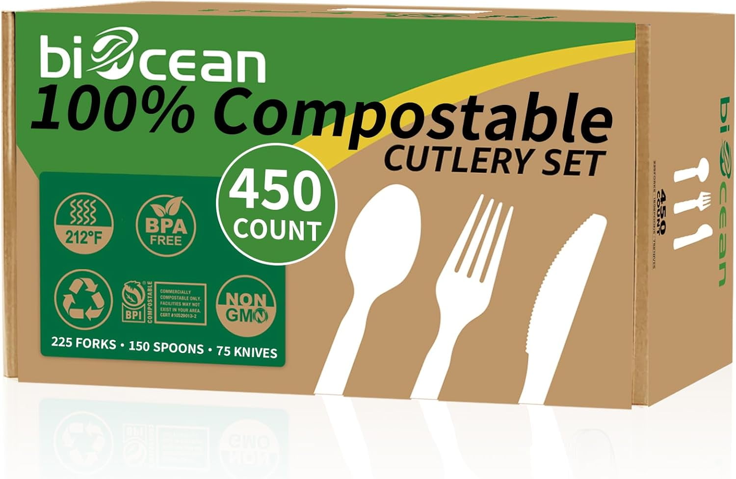 450 Counts Compostable Forks Spoons Knives Set Disposable Forks ...