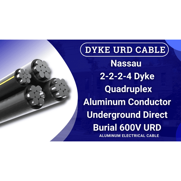 450' Dyke 2-2-2-4 Aluminum URD Quadruplex Secondary Distribution Cable