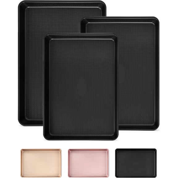 450 ° F Heat Resistant Non-Stick Baking Sheet, Thick Carbon Steel Warp-Proof Cookie Tray, Stackable Space-Saving Bakeware, PFOA-Free Easy Clean Oven Pan for Cookies