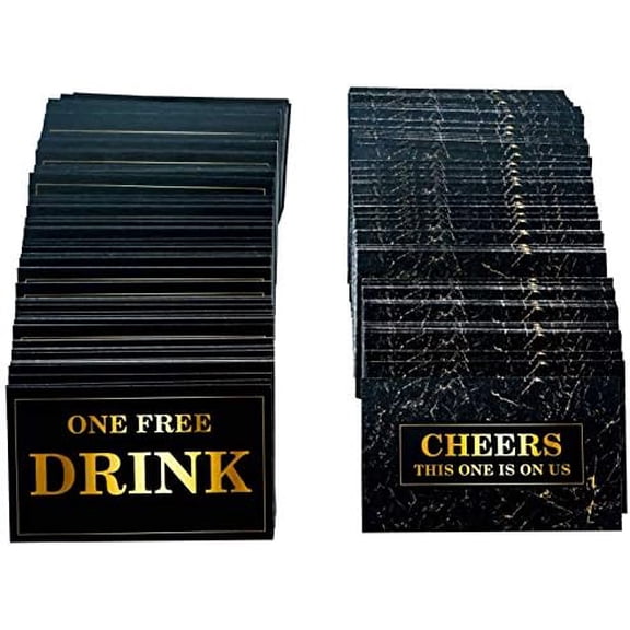 450 Free Drink Tickets for party marble Card for free drink Coupons Wedding Halloween Work Event Bar black Gold