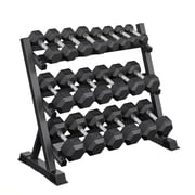 450 LBS Rubber Hex Dumbbell Set with Storage Rack, Anti-Roll Nonslip Free Weight Set for Home Gym Equipment, Strength Training & Fitness Exercise, Durable Dumbbells for Men Women