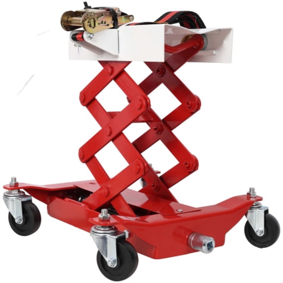 450 Lbs Low Lift Transmission Jack with Nylon Safety Strap Red for Transmissions Gas Tanks on Small Vehicles