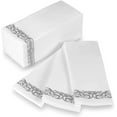 thumbnail image 1 of (450 PACK) Cloth Like Dinner Napkins with Silver Border Design Disposable - Single Use Linen Feel Guest Towels, Absorbent, Soft, Elegant, Bathroom Hand Towels, Party, Wedding, Napkins, Tablesetting, 1 of 4