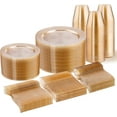 thumbnail image 1 of 450 PCS Gold Glitter Disposable Dinnerware Set for 75 Guests, Gold and White Plastic Plates for Party, 75 Dinner Plates, 75 Salad Plates, 75 Cups, 75 Forks Knives Spoons for Wedding and Party Supplies, 1 of 6