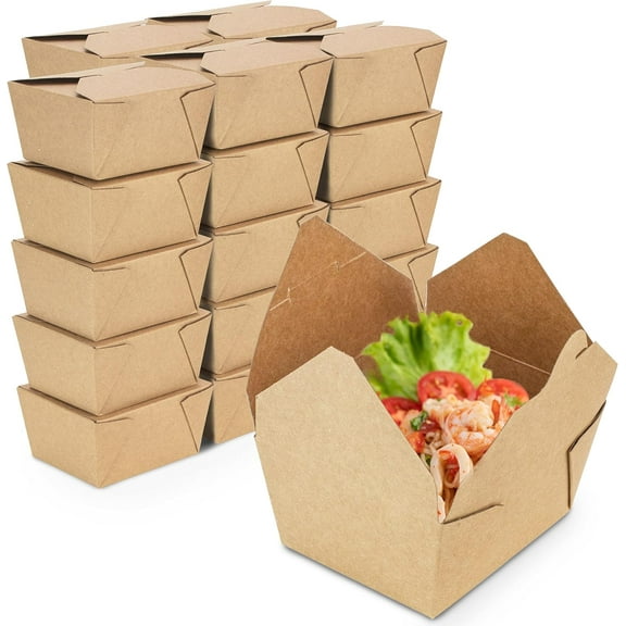 450 Pack 30 oz Disposable Take Out Containers Microwaveable Kraft Paper To Go Boxes