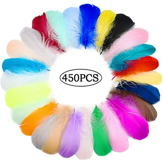 450 Pcs Colorful Feathers Crafts for DIY Craft,Jewelry Making, Wedding Home Party Decorations(Random Color)