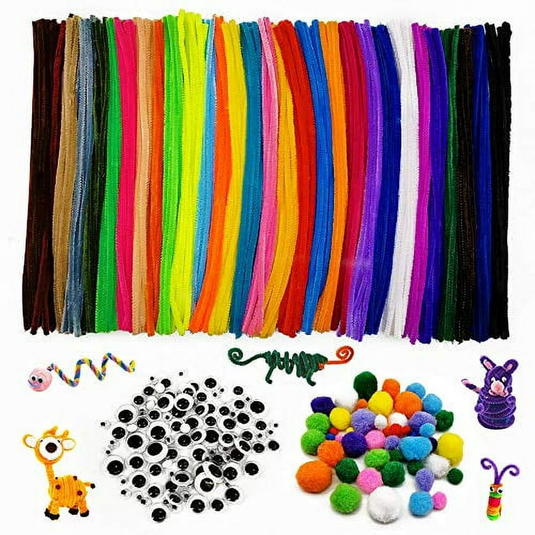 100PCS 1 Inch Multicolor Pom Poms with 50PCS Wiggle Eyes Pom Poms for Crafts  Kid