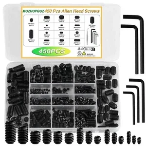 450 Pcs Set Screw Assortment Kit Allen Head Hex Socket Grub Head Screw Set Tools