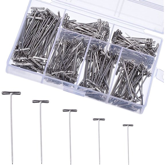 450 Pcs Stainless Steel T Push Pins Long Straight for Sewing Craft