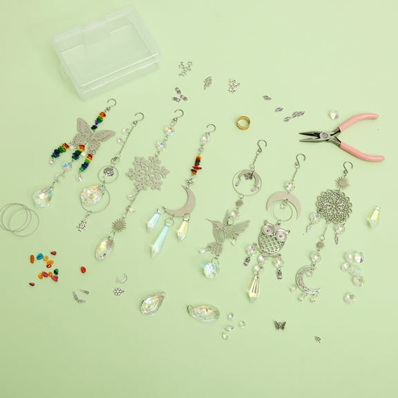 450 Pcs Sun Catcher Crystal Craft Set, DIY Sun Catcher Window Decoration, Sun Catcher Crystal Wind Chime, Suncatcher Wind Chime Crafts, Window Decoration Hanging for Home, Office, Garden