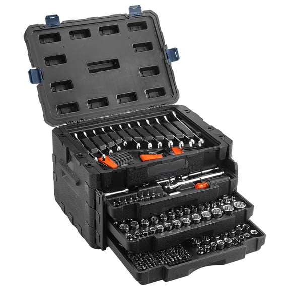 450-Piece Mechanics Tool Set & Socket Set, 1/4", 3/8", 1/2" Drive Deep & Standard Sockets, SAE & Metric with Bits, Hex Wrenches, Combo Wrenches, Accessories, Storage Case